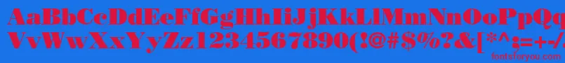 フォントBodoniPosterSsi – 赤い文字の青い背景