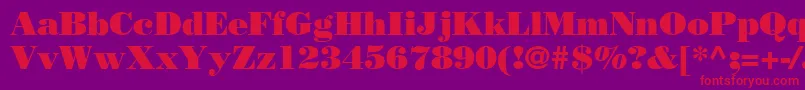 Czcionka BodoniPosterSsi – czerwone czcionki na fioletowym tle