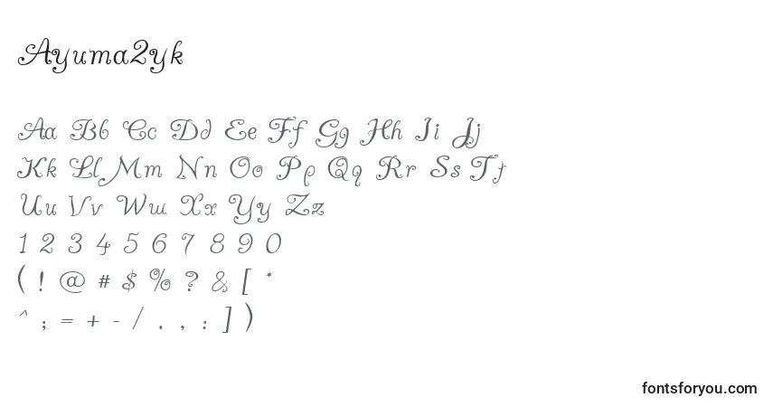 A fonte Ayuma2yk – alfabeto, números, caracteres especiais