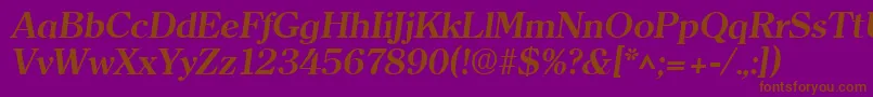 ClearfaceBoldItalic-fontti – ruskeat fontit violetilla taustalla