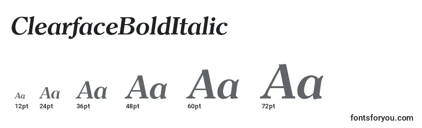Размеры шрифта ClearfaceBoldItalic