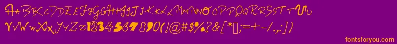 Ritvikshandwriting Font – Orange Fonts on Purple Background