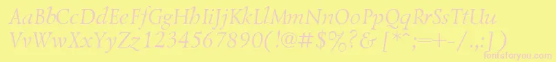 LazurskiItalicCyrillic Font – Pink Fonts on Yellow Background