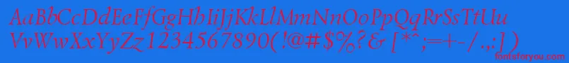 LazurskiItalicCyrillic-fontti – punaiset fontit sinisellä taustalla
