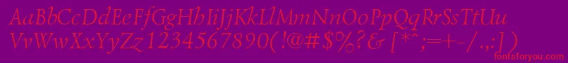 LazurskiItalicCyrillic-fontti – punaiset fontit violetilla taustalla