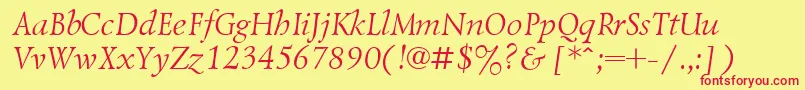 LazurskiItalicCyrillic Font – Red Fonts on Yellow Background