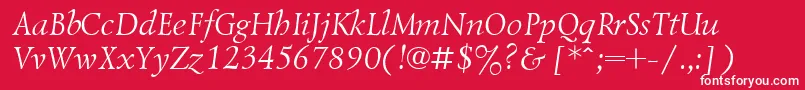 LazurskiItalicCyrillic-Schriftart – Weiße Schriften auf rotem Hintergrund