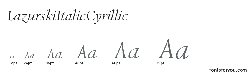 Размеры шрифта LazurskiItalicCyrillic