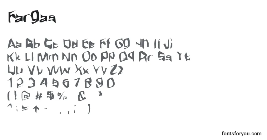Czcionka Fargas – alfabet, cyfry, specjalne znaki