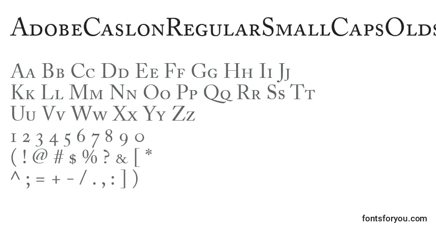 Шрифт AdobeCaslonRegularSmallCapsOldstyleFigures – алфавит, цифры, специальные символы