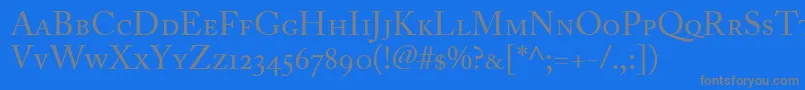 AdobeCaslonRegularSmallCapsOldstyleFigures Font – Gray Fonts on Blue Background