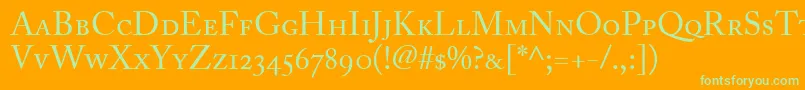 AdobeCaslonRegularSmallCapsOldstyleFigures Font – Green Fonts on Orange Background