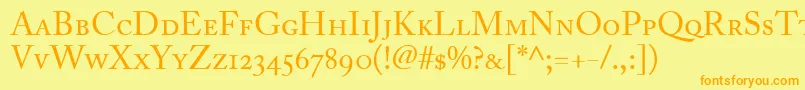 AdobeCaslonRegularSmallCapsOldstyleFigures Font – Orange Fonts on Yellow Background