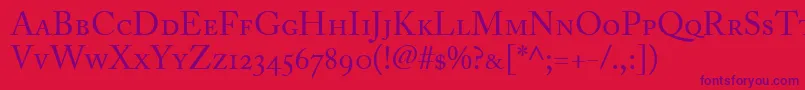 AdobeCaslonRegularSmallCapsOldstyleFigures Font – Purple Fonts on Red Background