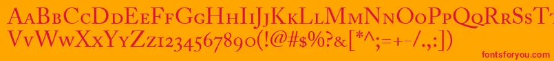 AdobeCaslonRegularSmallCapsOldstyleFigures Font – Red Fonts on Orange Background