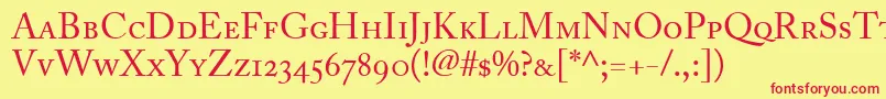 AdobeCaslonRegularSmallCapsOldstyleFigures Font – Red Fonts on Yellow Background