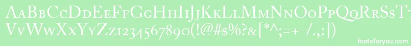 AdobeCaslonRegularSmallCapsOldstyleFigures Font – White Fonts on Green Background