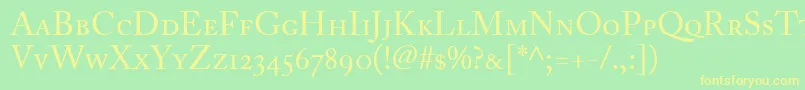 AdobeCaslonRegularSmallCapsOldstyleFigures Font – Yellow Fonts on Green Background