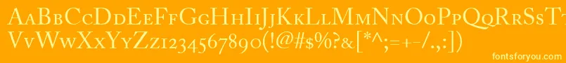 AdobeCaslonRegularSmallCapsOldstyleFigures Font – Yellow Fonts on Orange Background