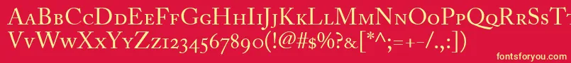 AdobeCaslonRegularSmallCapsOldstyleFigures Font – Yellow Fonts on Red Background