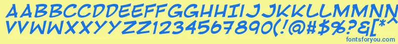 RivenshieldItalic Font – Blue Fonts on Yellow Background