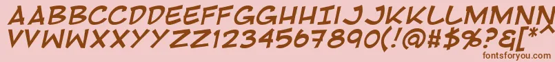 フォントRivenshieldItalic – ピンクの背景に茶色のフォント