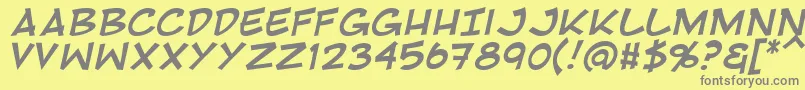 RivenshieldItalic-fontti – harmaat kirjasimet keltaisella taustalla