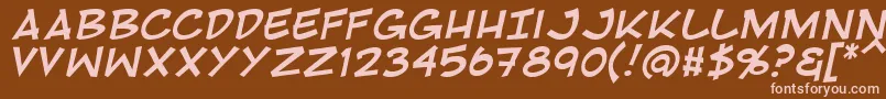 RivenshieldItalic-fontti – vaaleanpunaiset fontit ruskealla taustalla