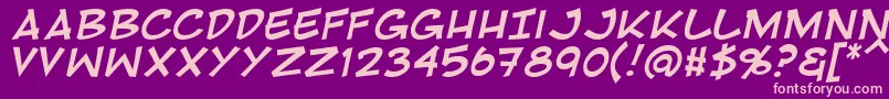 フォントRivenshieldItalic – 紫の背景にピンクのフォント