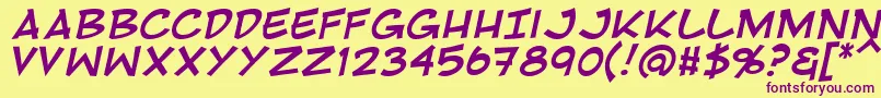 RivenshieldItalic-fontti – violetit fontit keltaisella taustalla
