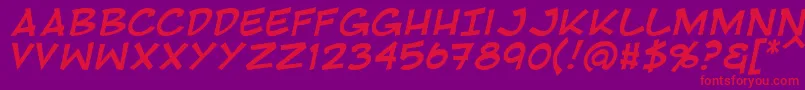 フォントRivenshieldItalic – 紫の背景に赤い文字