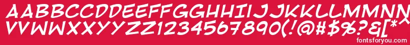 フォントRivenshieldItalic – 赤い背景に白い文字