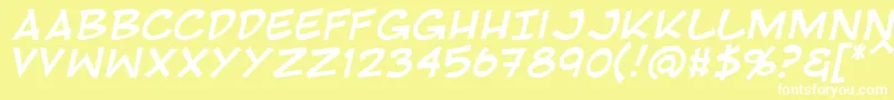 RivenshieldItalic-fontti – valkoiset fontit keltaisella taustalla