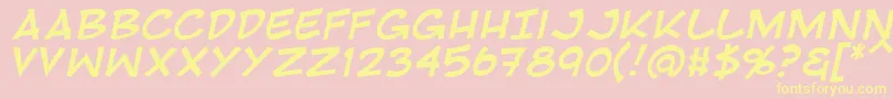 RivenshieldItalic-Schriftart – Gelbe Schriften auf rosa Hintergrund