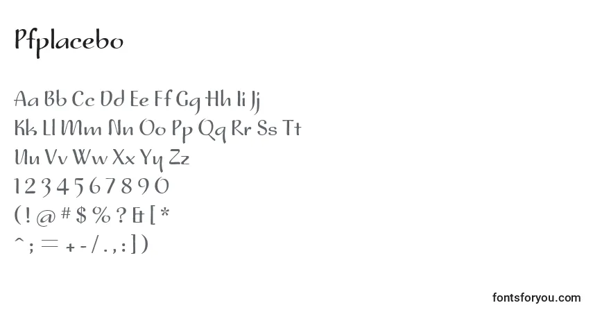 Pfplaceboフォント–アルファベット、数字、特殊文字