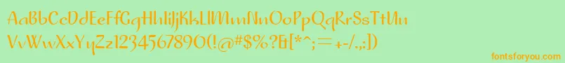 フォントPfplacebo – オレンジの文字が緑の背景にあります。