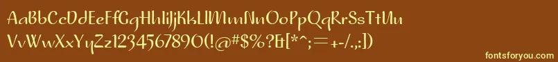 Pfplacebo-fontti – keltaiset fontit ruskealla taustalla