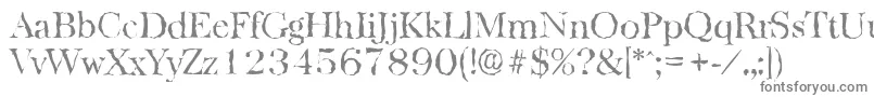 BaskervillerandomLightRegular-fontti – harmaat kirjasimet valkoisella taustalla