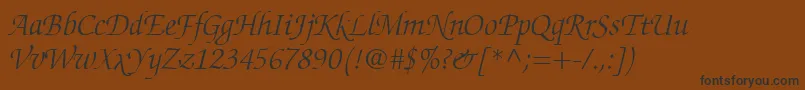 ChanceryScriptLightSsiLightItalic-Schriftart – Schwarze Schriften auf braunem Hintergrund