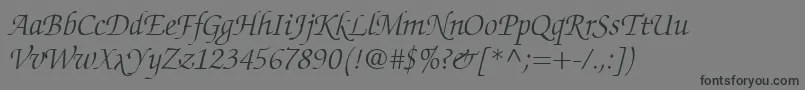 ChanceryScriptLightSsiLightItalic Font – Black Fonts on Gray Background