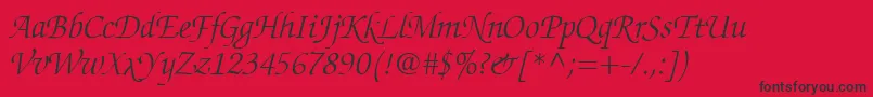 フォントChanceryScriptLightSsiLightItalic – 赤い背景に黒い文字