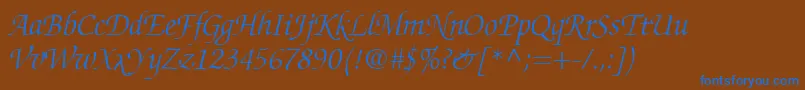 フォントChanceryScriptLightSsiLightItalic – 茶色の背景に青い文字