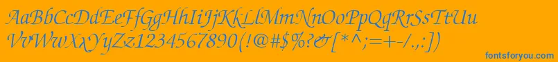 ChanceryScriptLightSsiLightItalic Font – Blue Fonts on Orange Background