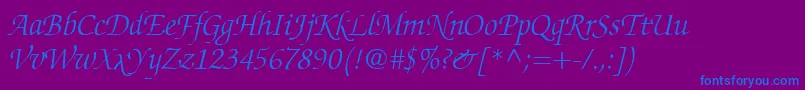 ChanceryScriptLightSsiLightItalic Font – Blue Fonts on Purple Background