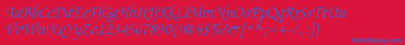 ChanceryScriptLightSsiLightItalic Font – Blue Fonts on Red Background