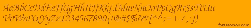 ChanceryScriptLightSsiLightItalic Font – Brown Fonts on Orange Background