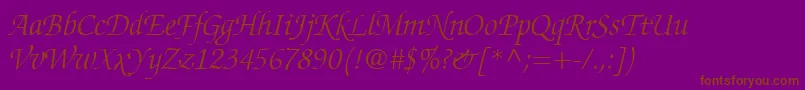 ChanceryScriptLightSsiLightItalic Font – Brown Fonts on Purple Background