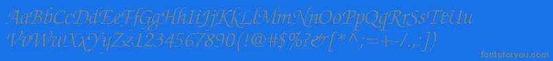 ChanceryScriptLightSsiLightItalic Font – Gray Fonts on Blue Background