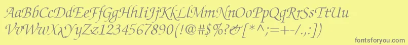 ChanceryScriptLightSsiLightItalic Font – Gray Fonts on Yellow Background