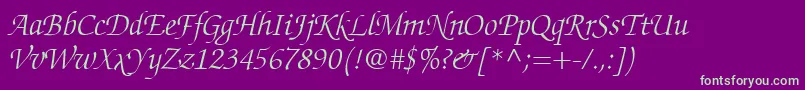 ChanceryScriptLightSsiLightItalic Font – Green Fonts on Purple Background
